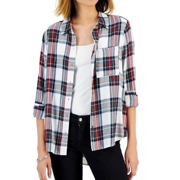 Women's Cotton Plaid Button-Front
Shirt - Picture 1 of 9